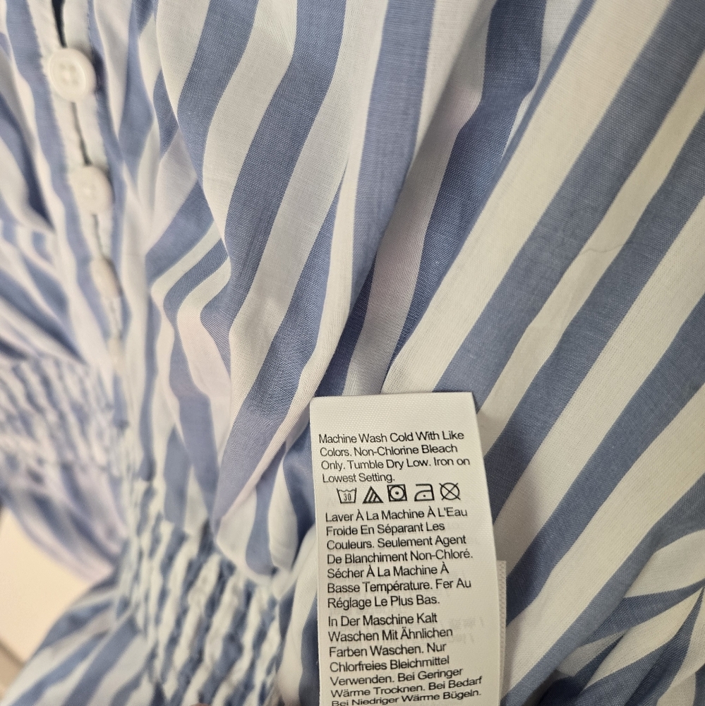 NWT J.Crew V-Neck Smocked Waist Striped Top Sz S - Picture 14 of 14